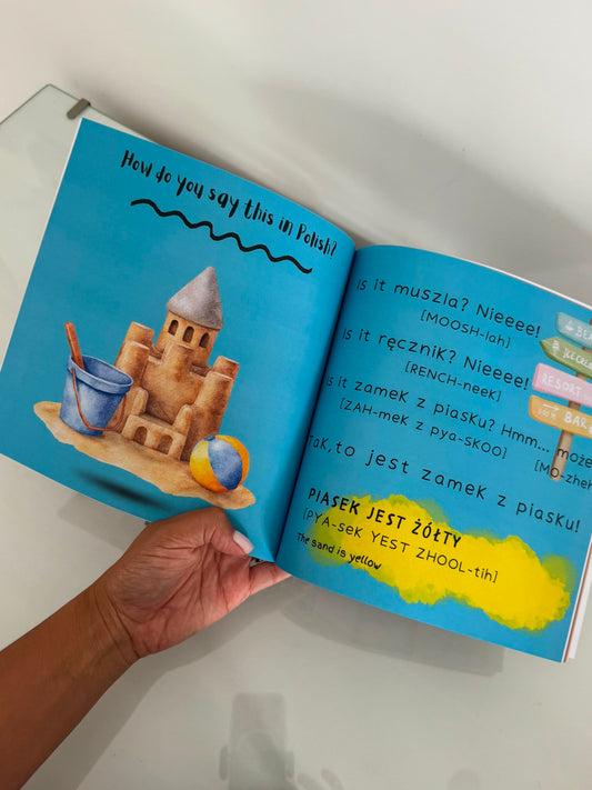 Polish Book Bundle for toddlers — Farm Animals, In the Forest and On the Beach books stacked together