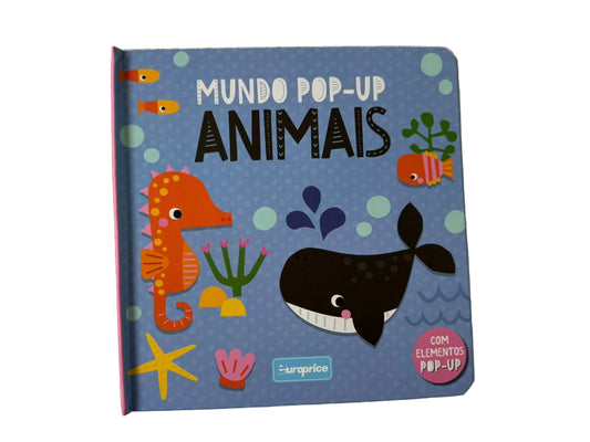 Children's pop-up book titled 'Animals' on a textured surface