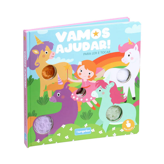 Let's Help Portuguese sensory book cover for babies and toddlers
