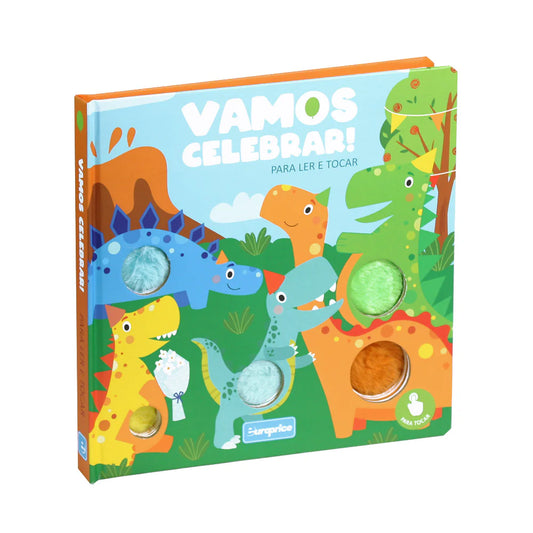 Let's Celebrate Portuguese sensory book cover for babies and toddlers