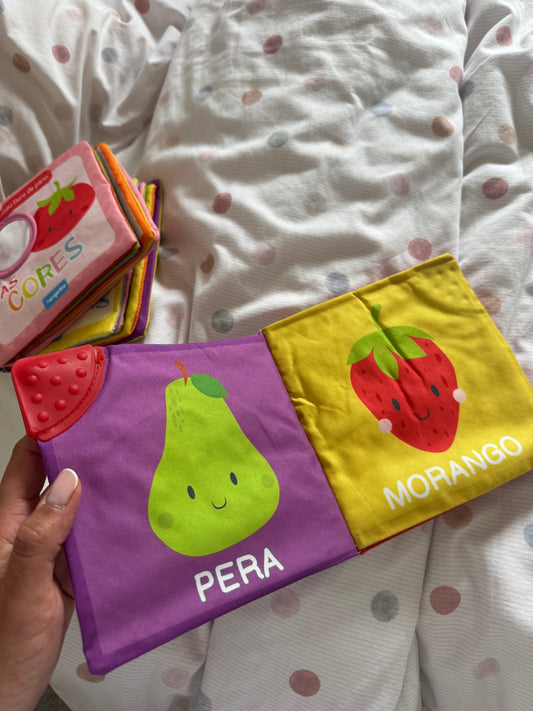 Fruits Sensory Crinkle Book — Baby Book in Portuguese | Fabric Sensory Book
